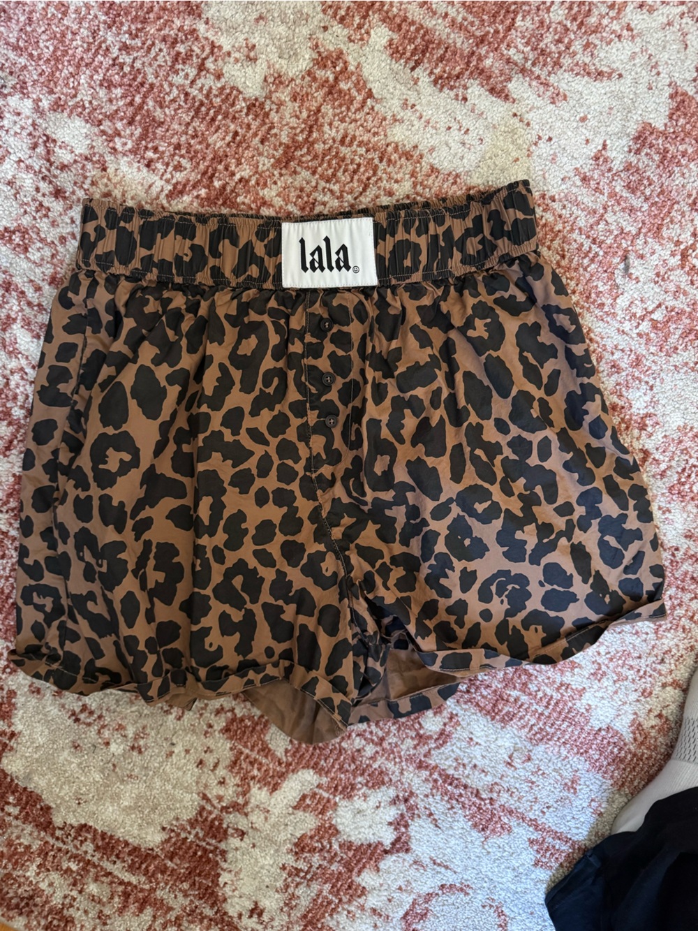 Dressed in lala boxer shorts. Size s/m.
